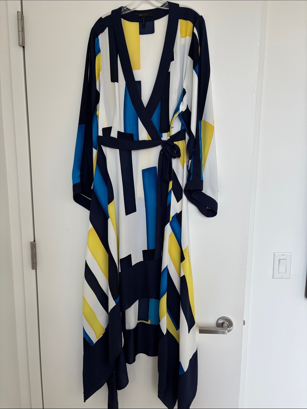 BCBG Wrap Dress, Slit Arms, Asymmetric bottom - Size L